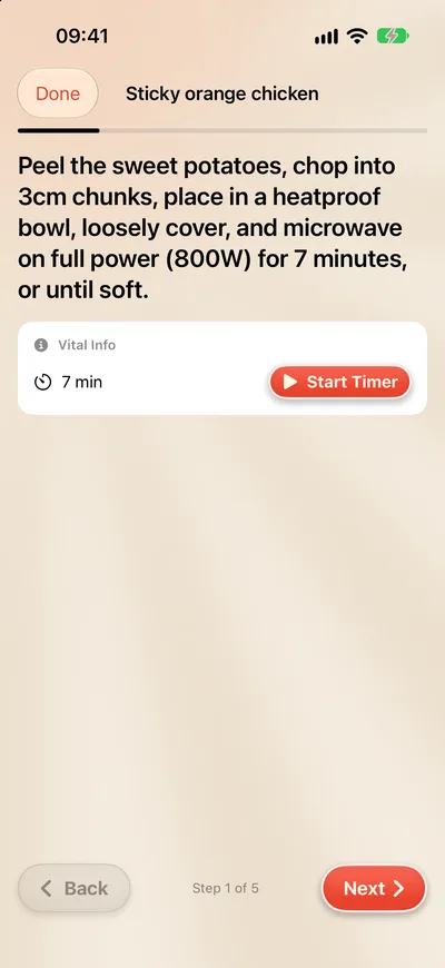 Step by Step with a 7 minute timer