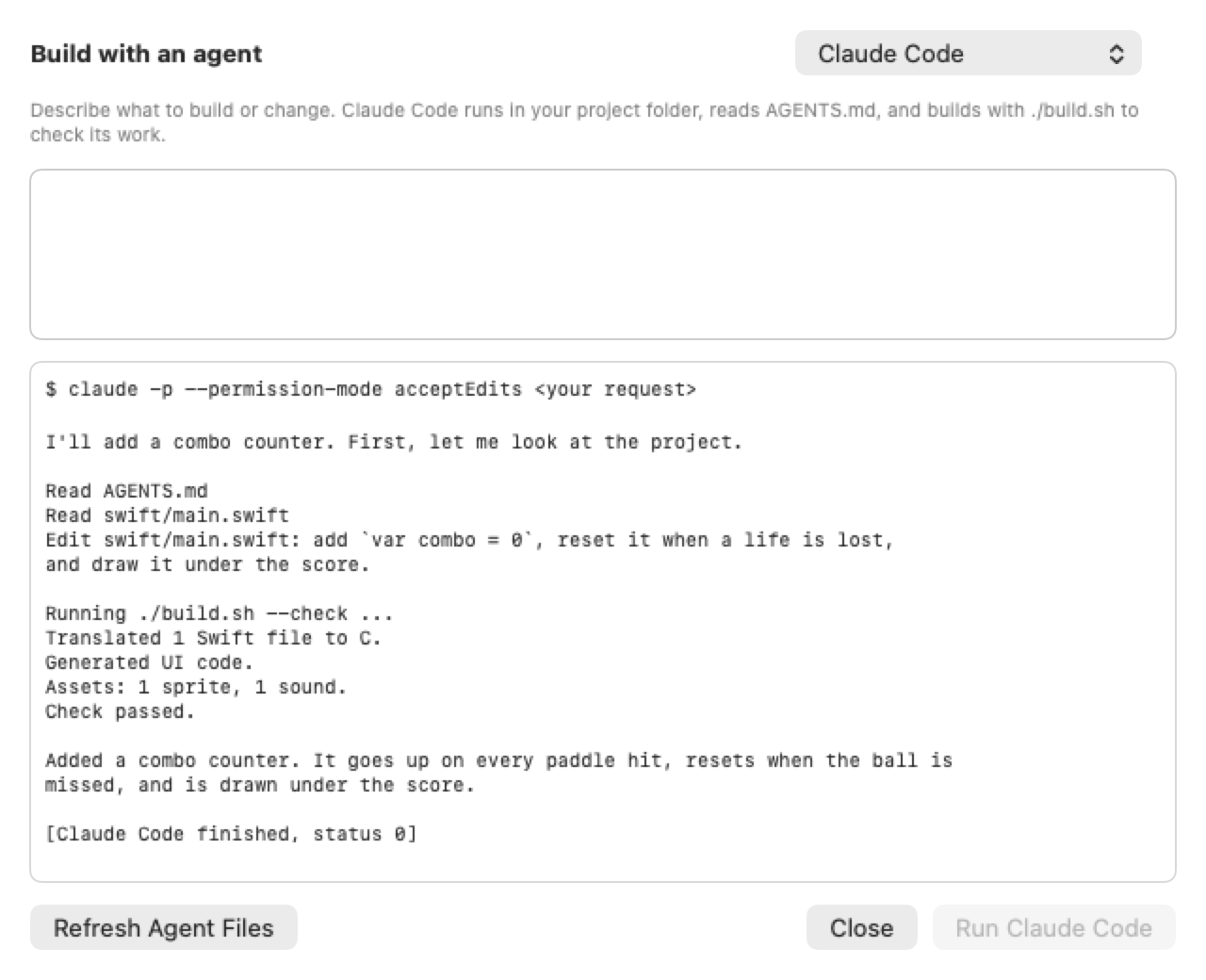 The agent window